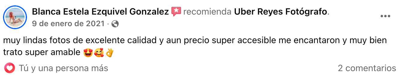 Comentario real de Facebook