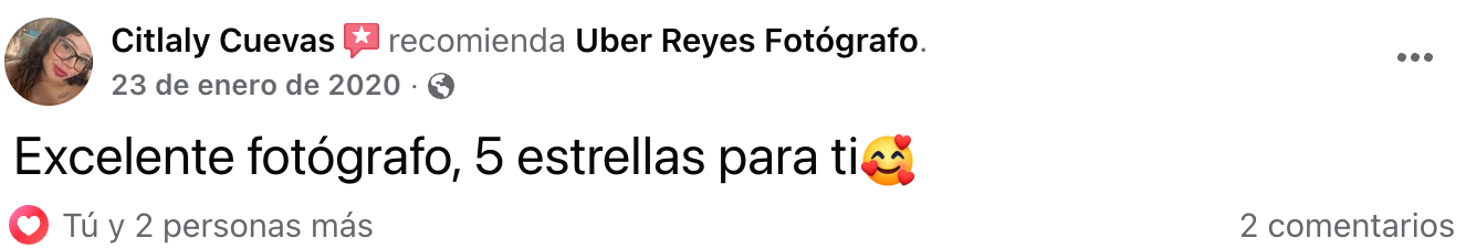 Comentario real de Facebook